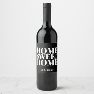 Black New Homeown Home Sweet Home Home Wijn Etiket