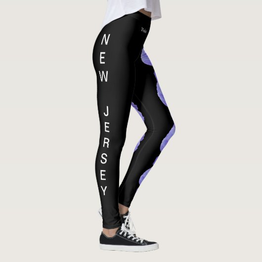 Black New Jersey Violet State Flower Leggings (Rechts)