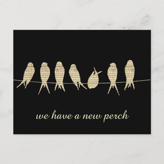 Black New Perch Adreswijziging Aankondigingskaart (Voorkant)