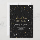 Black New Year invitation card with gold Kaart (Voorkant)