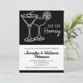 Black New Year's Eve uitnodiging Cocktail (Staand voorkant)