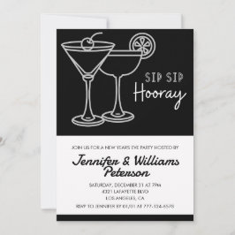Black New Year's Eve uitnodiging Cocktail