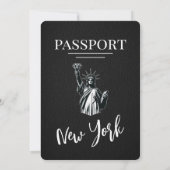 Black New York Passport Wedding Kaart (Achterkant)