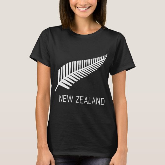 Black New Zealand Fern Shirt Mens Black Proud Kiwi (Voorkant)