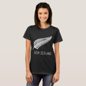 Black New Zealand Fern Shirt Mens Black Proud Kiwi (Voorkant volledig)