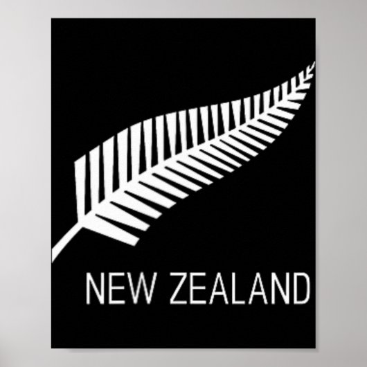 Black New Zealand Fern Shirt Mens Black Proud Kiwi Poster (Voorkant)