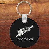 Black New Zealand Fern Shirt Mens Black Proud Kiwi Sleutelhanger (Voorkant)