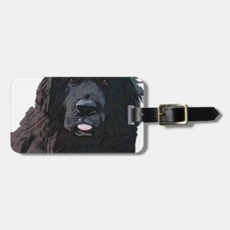 Black Newf Cartoon Bagagelabel