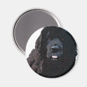 Black Newf Cartoon Magneet (Voorkant / Achterkant)