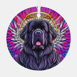 Black Newfie Angel Ronde Ornament