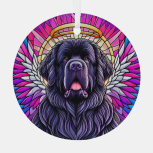 Black Newfie Angel Ronde Ornament