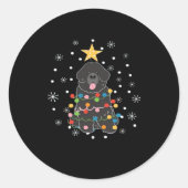 Black Newfie Newfoundland Hond Kerstboom Klasse Ronde Sticker (Voorkant)