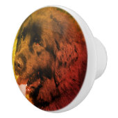 Black Newfoundland Dog Abstract Grunge Keramische Knop (Rechts)