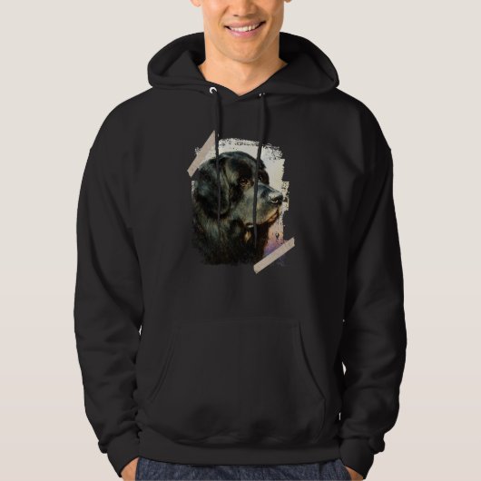 Black Newfoundland Dog - Schilderen Hoodie (Voorkant)