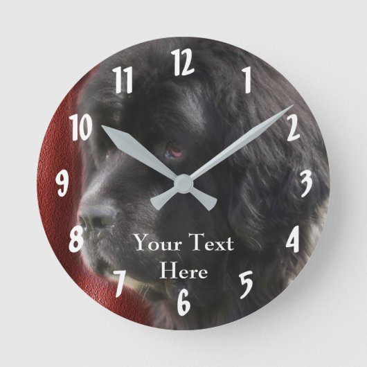 Black Newfoundland Hondengezicht gepersonaliseerd Ronde Klok (Voorkant)