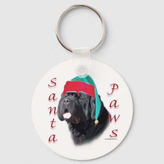 Black Newfoundland Santa Paws Sleutelhanger (Voorkant)