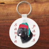 Black Newfoundland Santa Paws Sleutelhanger (Voorkant)