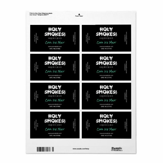 Black Nicotine E Juice Labels (Full Sheet)