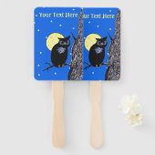 Black Night Owl in Tree Yellow Moon Stars Handwaaier (Voorkant en achterkant)