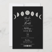 Black Night Sky Moon Phases Evening Weddenschap Kaart (Voorkant)