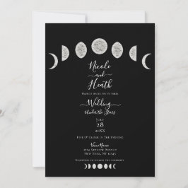 Black Night Sky Moon Phases Evening Weddenschap Kaart