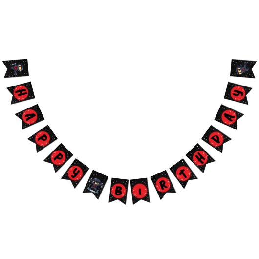 Black Ninja Birthday Party bunting banner (Alle)