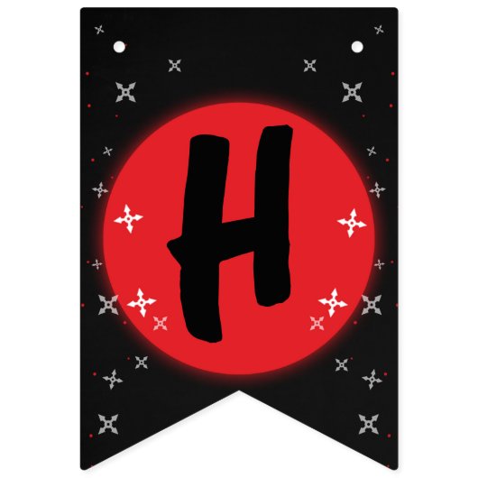 Black Ninja Birthday Party bunting banner (Tweede vlag)