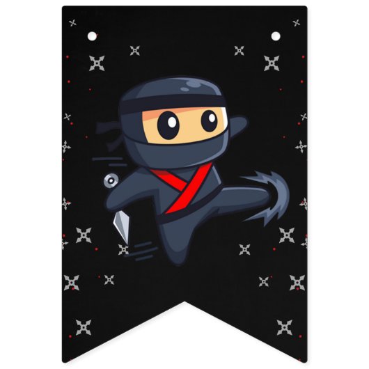 Black Ninja Birthday Party bunting banner (Eerste vlag)