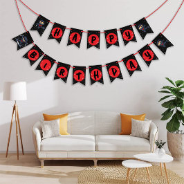 Black Ninja Birthday Party bunting banner