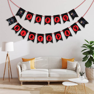Black Ninja Birthday Party bunting banner