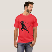 Black Ninja op rood T-shirt (Voorkant volledig)