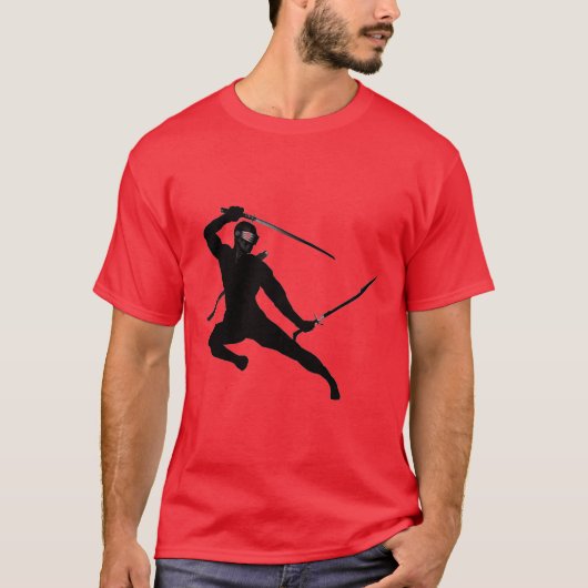 Black Ninja op rood T-shirt (Voorkant)