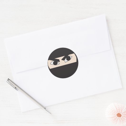 Black Ninja Ronde Sticker (Envelop)