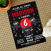 Black Ninja Verjaardagsfeestuitnodiging Kaart