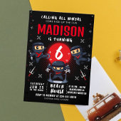 Black Ninja Verjaardagsfeestuitnodiging Kaart