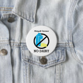 Black No Dairy Allergy Alert Kinder Gepersonalisee Ronde Button 7,6 Cm (In situ)