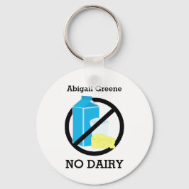 Black No Dairy Allergy Alert Kinder Gepersonalisee Sleutelhanger
