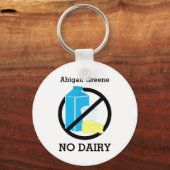 Black No Dairy Allergy Alert Kinder Gepersonalisee Sleutelhanger (Voorkant)