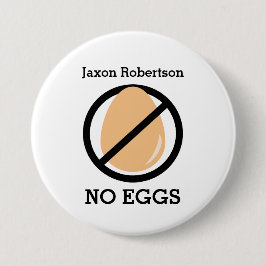 Black No Eggs Kinder Egg Allergy Alert Ronde Button 7,6 Cm
