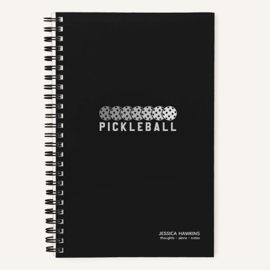 Black Noir Pickleball Logo Gradient Persoonlijk Notitieboek (Voorkant)