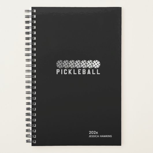 Black Noir Pickleball Personal Weekly Planner (Voorkant)