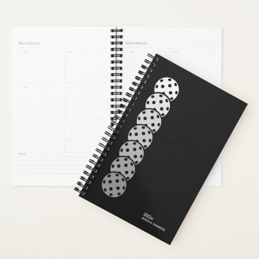 Black Noir Pickleball Personal Weekly Planner (Display)