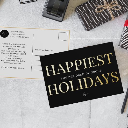 BLACK Non-Photo Business Corporate LOGO HOLIDAY Folie Feestdagen Briefkaart