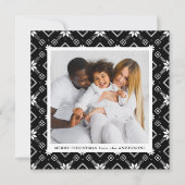 Black Nordic Snowflake Pattern Foto Feestdagenkaart (Voorkant)