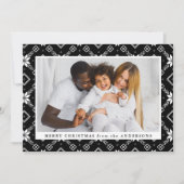 Black Nordic Snowflake Pattern Foto Feestdagenkaart (Voorkant)