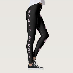 Black North Dakota State Flower Wild Roos Leggings