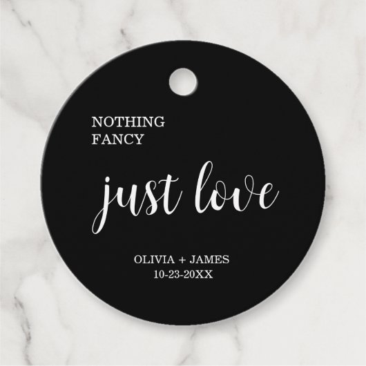 Black Nothing Fancy Just Love Wedding   Bedankjes Labels (Voorkant)