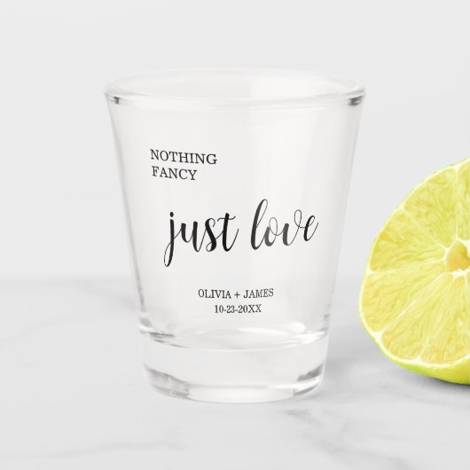 Black Nothing Fancy Just Love Wedding   Shot Glas (Voorkant)