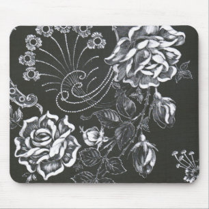 Black Nouveau Floral...mousepad Muismat
