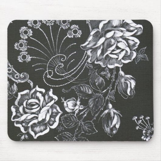 Black Nouveau Floral...mousepad Muismat (Voorkant)